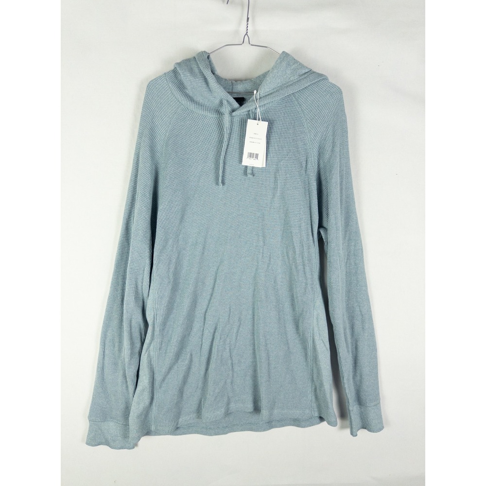 Vince Waffle Knit Hoodie Pullover Mens XL Light Blue Pima Cotton Quiet Luxury